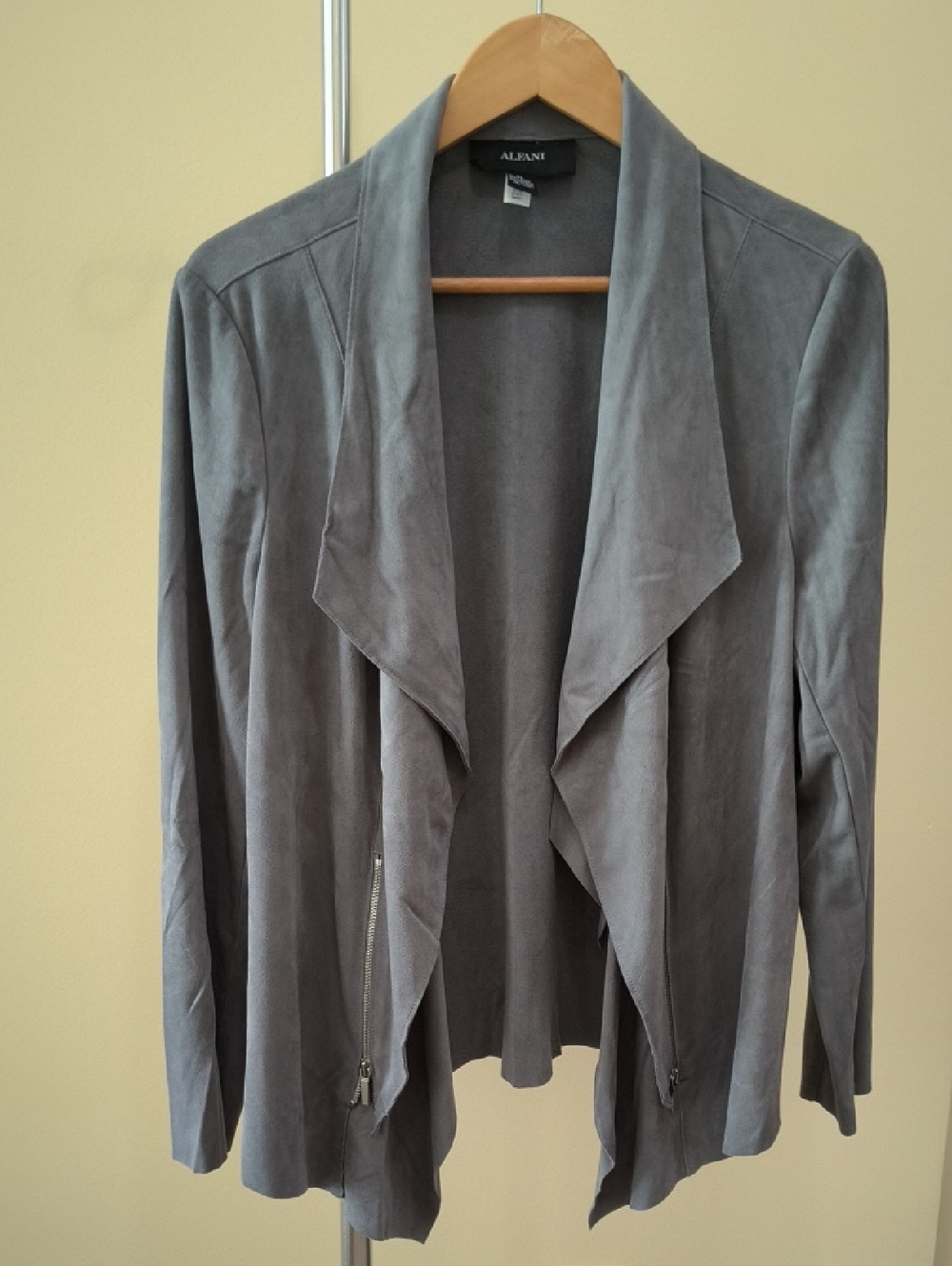 Alfani Gray Draped Open-Front Blazer Jacket